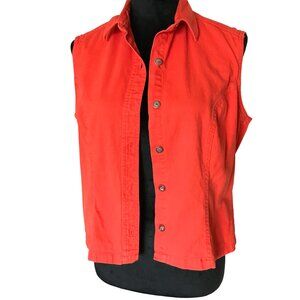Riveted by Lee Corduroy Vest: Vintage 90s Orange Sleeveless Jacket Autumn Size M